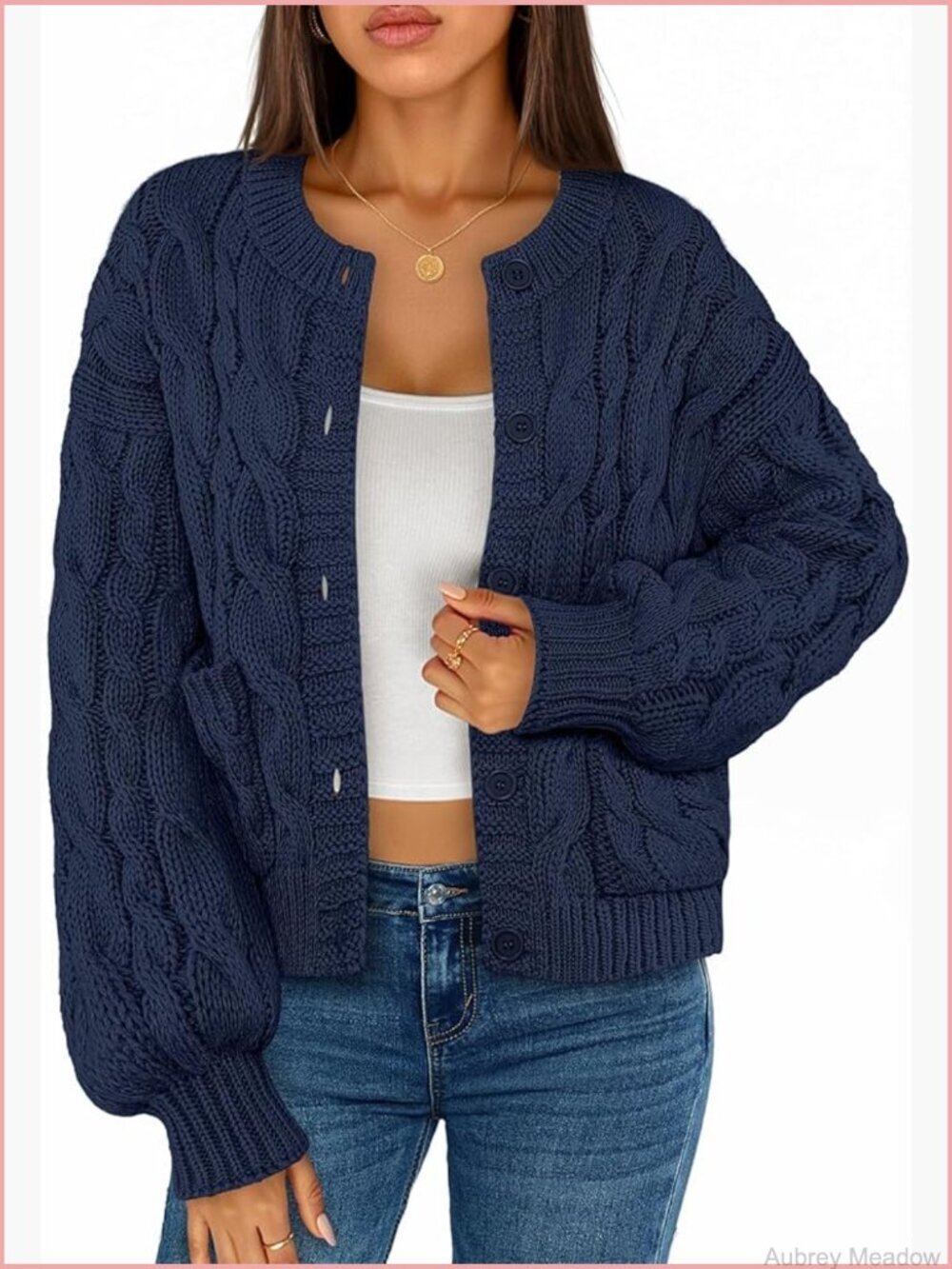 Cable Knit Chunky Cardigan Sweater Button Up Long Sleeve Coat